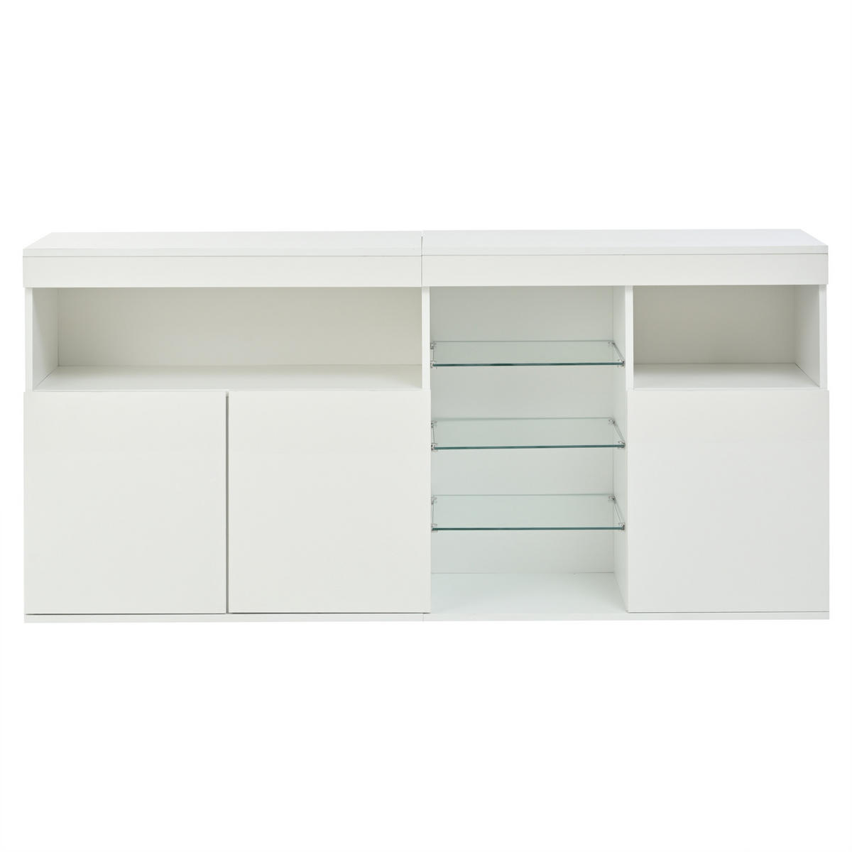 SIDEBOARD in Weiß Hochglanz mit App-gesteuerter LED - Weiß, Holzwerkstoff (155/72/35cm) - Urban Meuble