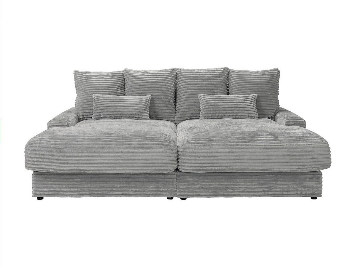 SOFA 3-Sitzer - tiefe Komfortsitzfläche - grob gerippter Cord - Grau - CALAZO - Grau, Textil (232/85/170cm) - Vente-Unique