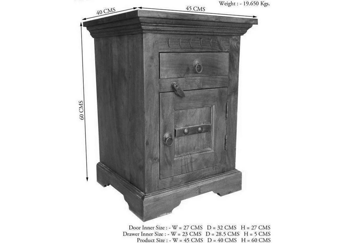 NACHTTISCH Akazie 45x40x60 nougat lackiert OXFORD #271 - Dunkelbraun, Holz (45/60/40cm) - Massivmoebel24