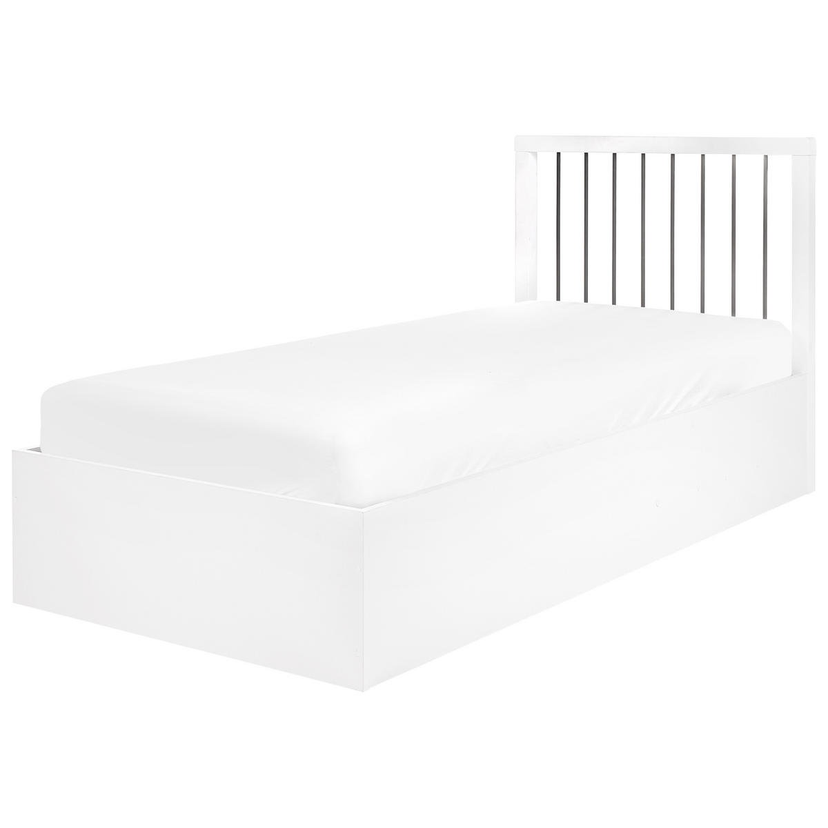 POSTEL s úložným prostorem 90/200 cm MDF deska Krémově bílá Rouvillers - krémová, dřevo (90/200cm) - Beliani