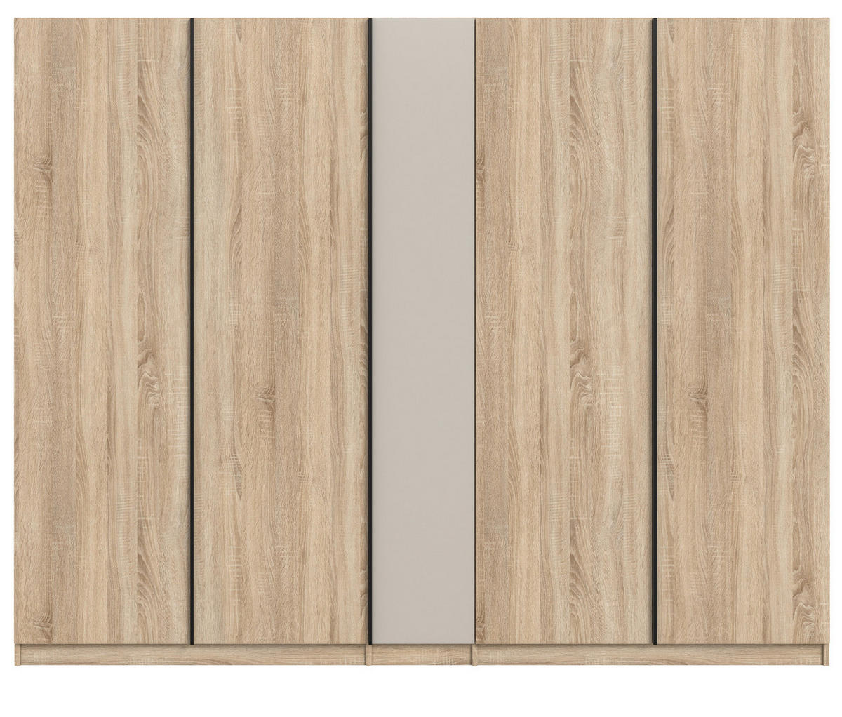 KLEIDERSCHRANK Eiche Sonoma, Kaschmir 5-türig 230 x 183 cm, Drehtürenschrank mit 2x Schubkasteneinsatz - Kaschmir/Eichefarben, Holzwerkstoff/Kunststoff (230/183/53cm) - Inn.Furn