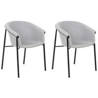 ESSZIMMERSTUHL 2er-Set Polyester Grau Ames - Grau, Textil/Metall (57/80/56cm) - Beliani