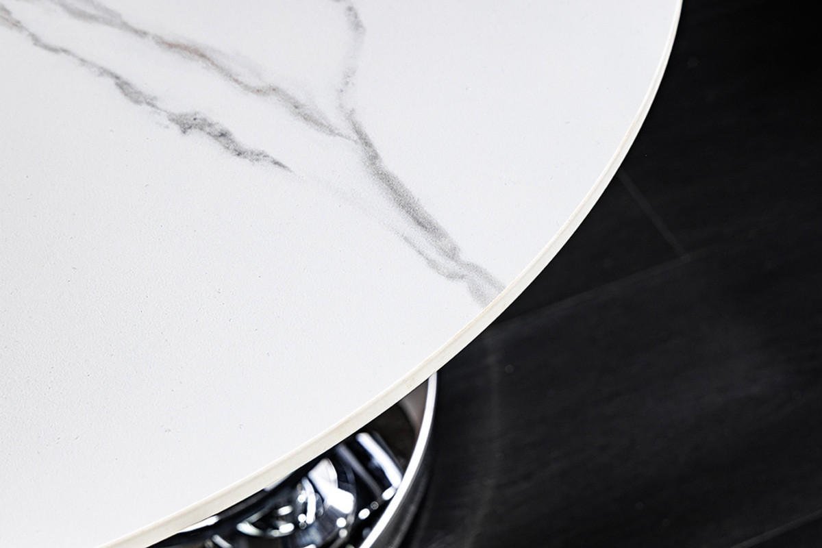 COUCHTISCH DANCING RINGS Marmor rund Silber|Weiß 80cm - Silberfarben/Braun, Keramik/Metall (80/80/44cm) - riess-ambiente