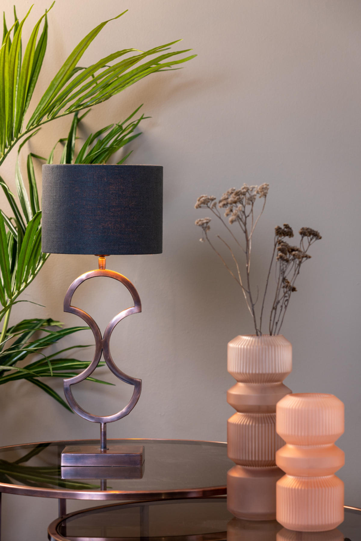 LAMPENSCHIRM Livigno Grau Ø25/18 cm - Grau, Textil (25/25/18cm) - Light & Living