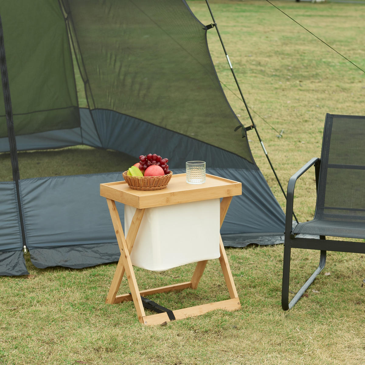 CAMPINGTISCH Hattfjelldal - Naturfarben, Naturmaterialien (32/48/53cm) - [en.casa]