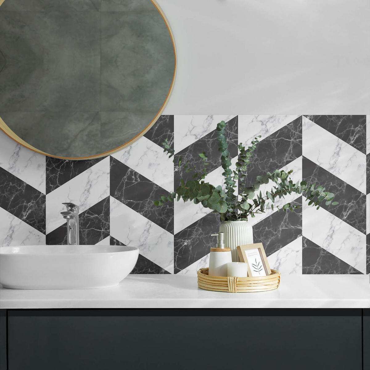 WANDPANEEL 100x50 cm selbstklebend Marelia - Graphitfarben, Kunststoff (50/1.6/100cm) - Wallfluent