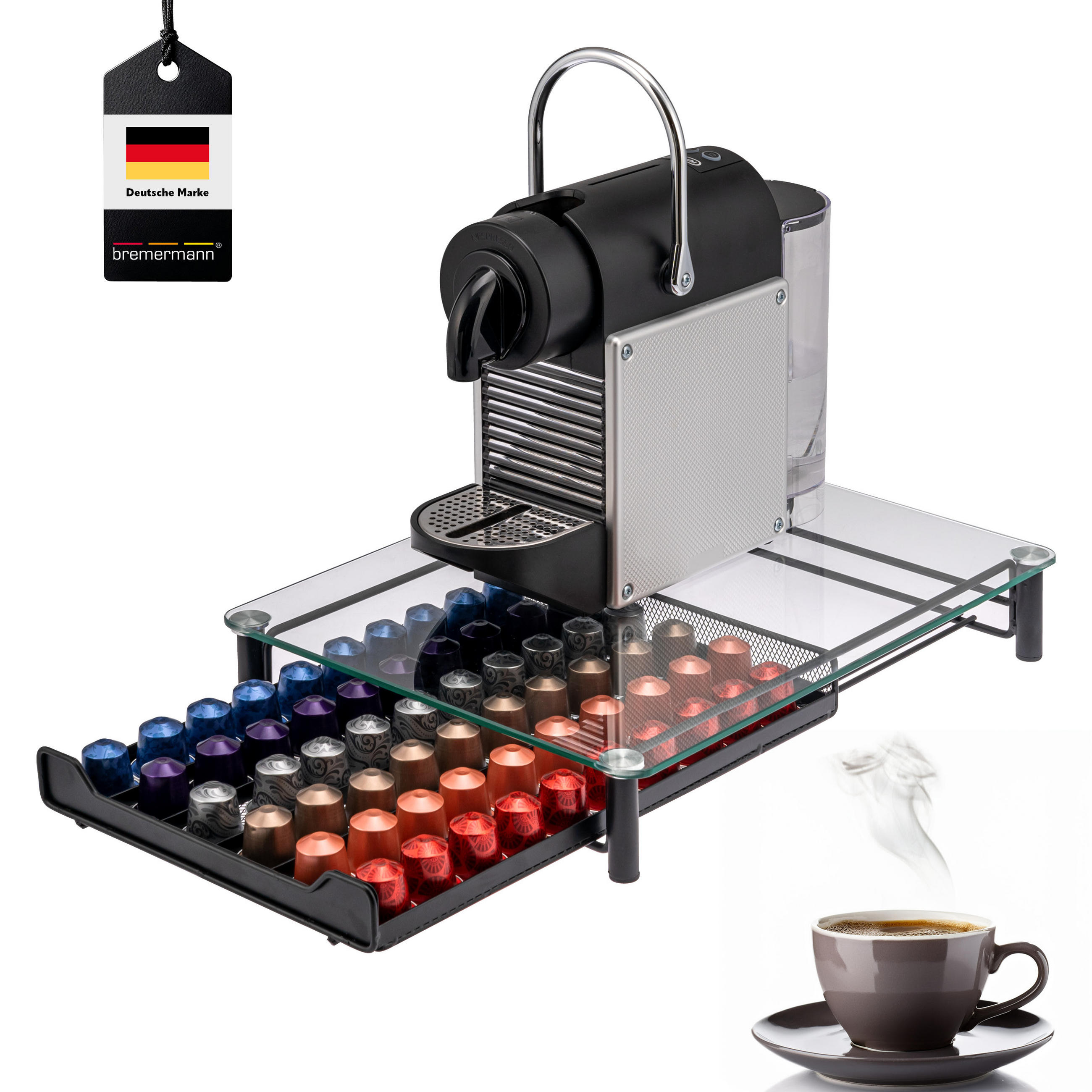 KAFFEEKAPSEL-BOX, für Nespresso, transparent - Transparent, Metall (31/7/40.5cm) - bremermann