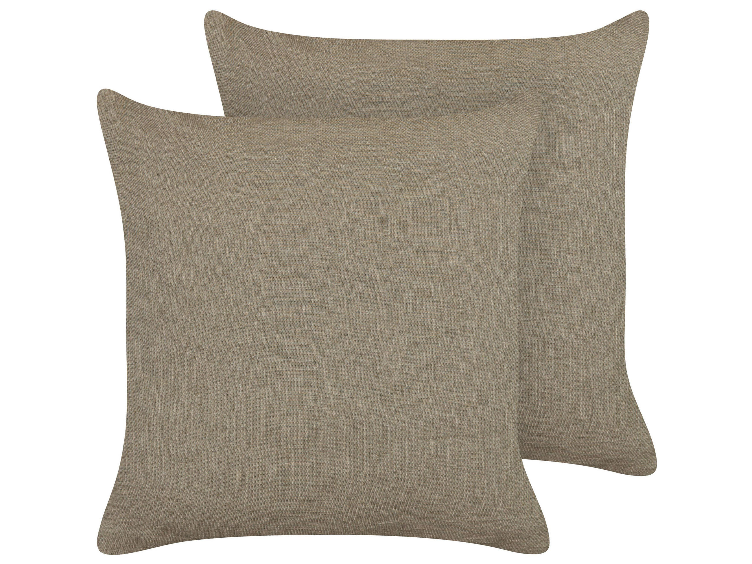 DEKOKISSEN 2er-Set Taupe 45/45 cm Sagina - Graubraun, Naturmaterialien/Textil (45/45cm) - Beliani