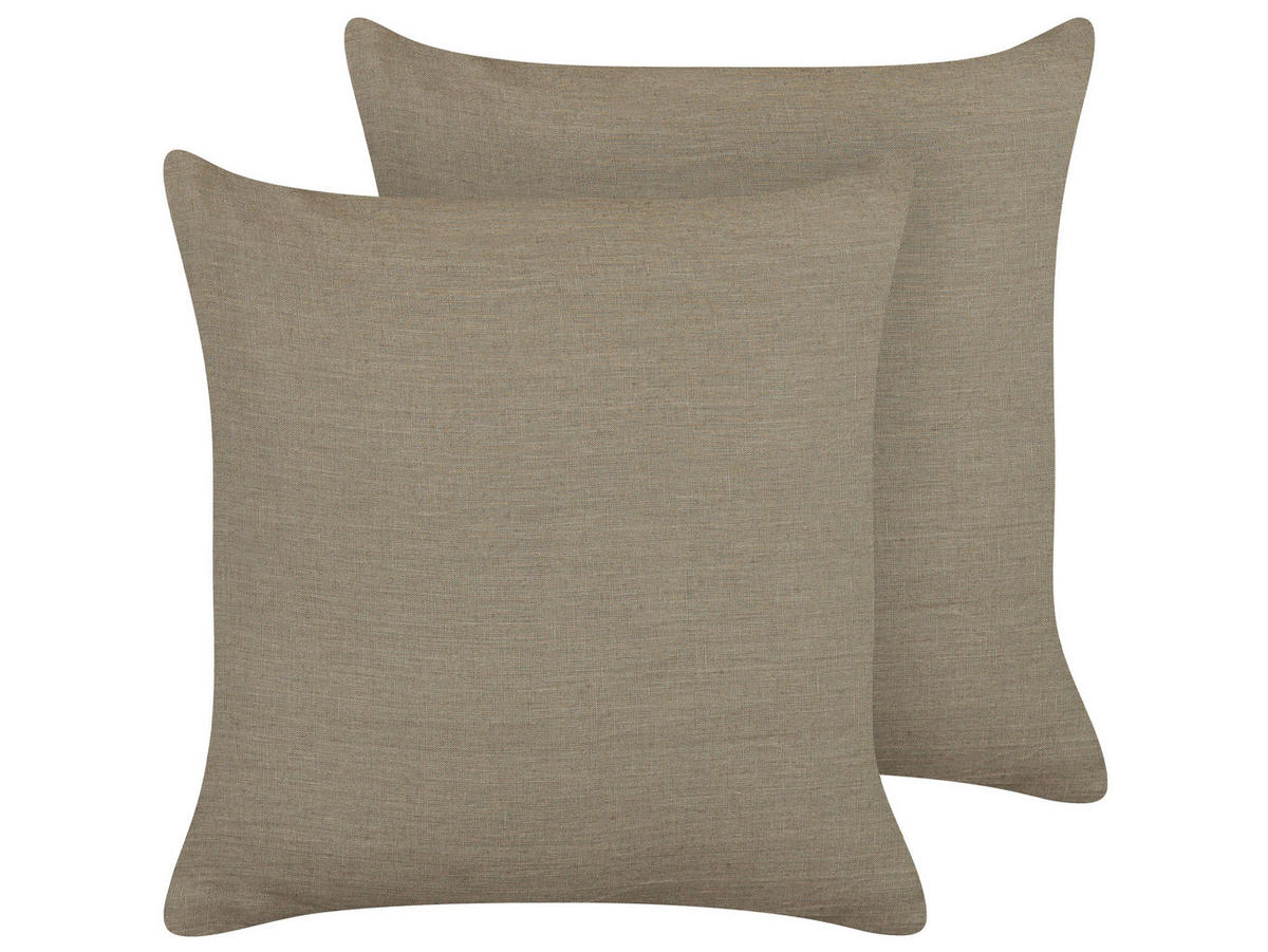 DEKOKISSEN 2er-Set Taupe 45/45 cm Sagina - Graubraun, Naturmaterialien/Textil (45/45cm) - Beliani