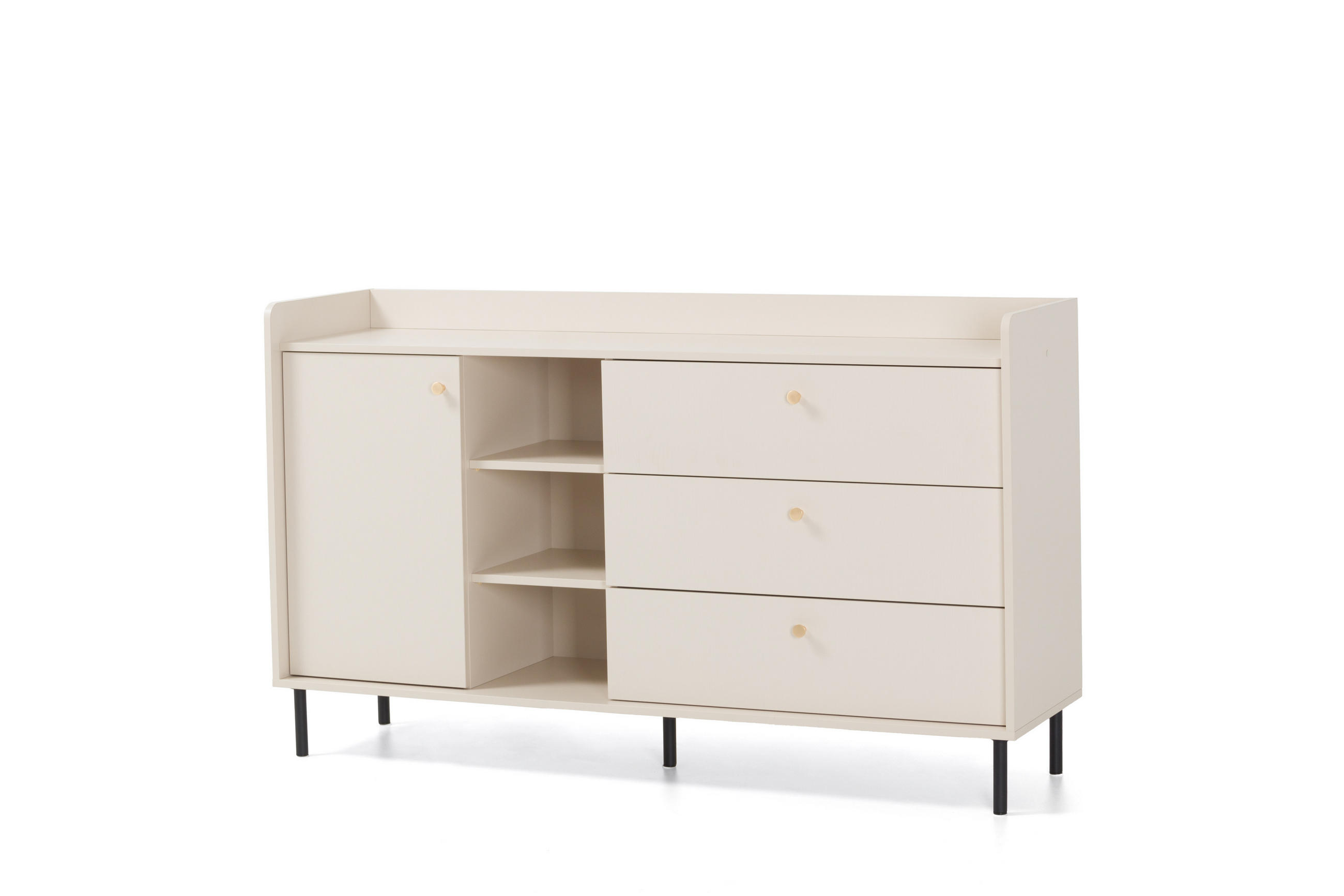 KOMMODE ASTREA 153,5/91/42cm mit 3 Schubladen 1 Türen Beige - Beige, Holzwerkstoff (153.5/91/42cm) - MASSENO