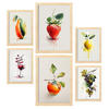 POSTER Set Mit 6 Lebendige Früchte Plakate Von Obst Gemüse & Gesunden Lebensmitteln Im Aquarell Kunst Auf Reinweißen A3 & A4 Rahmen Aus Hellem Holz - Beige, Papier (29/3cm) - Nacnic