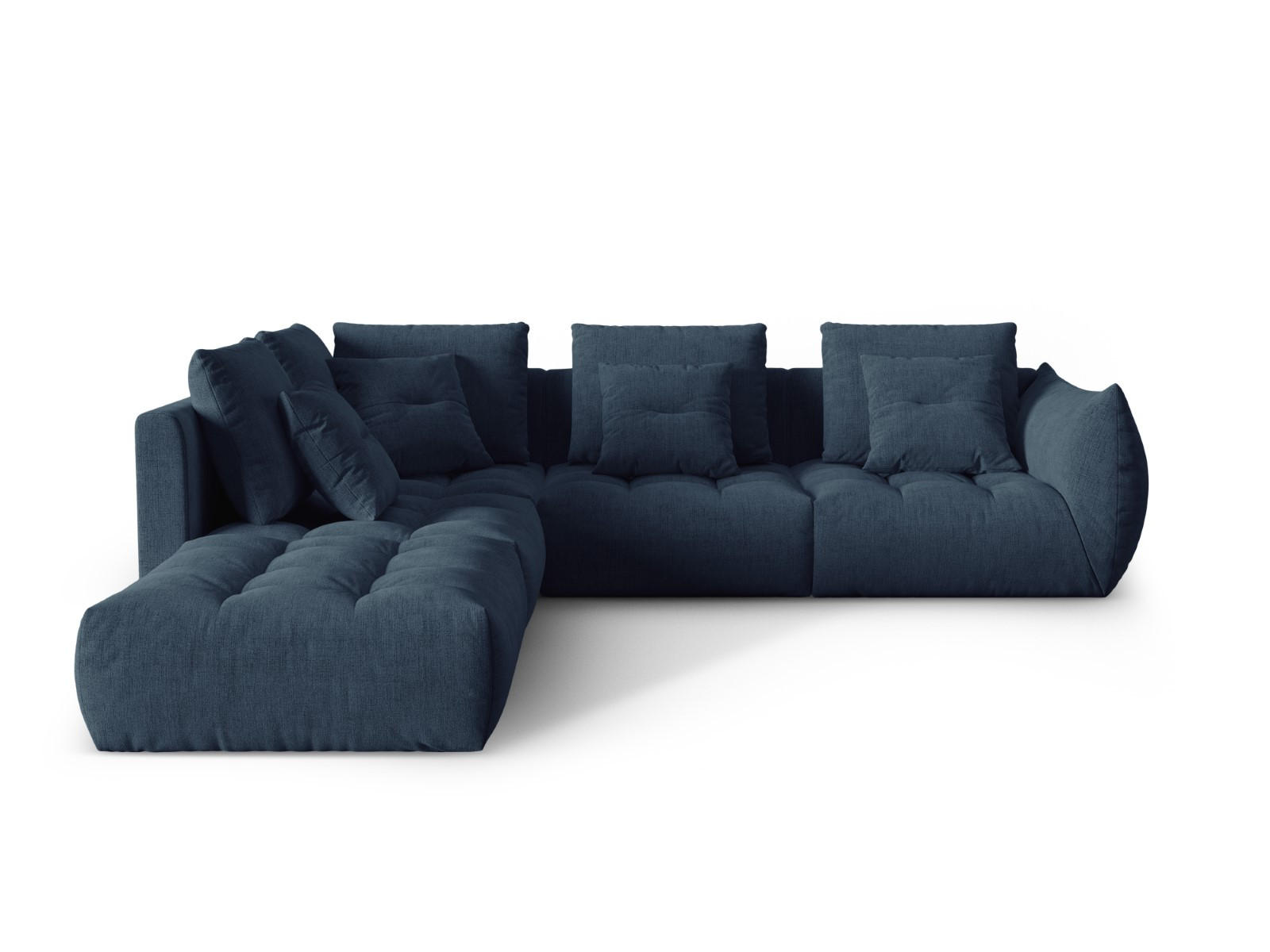MODULARES-ECKSOFA links Bloom aus strukturiertem Stoff dunkelblau 4 Sitzplätze - Dunkelblau, Textil (310/316cm) - Micadoni