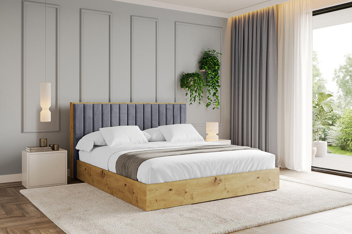 POLSTERBETT mit Bettkasten und Lattenrost, Bett mit Matratze H3/H4 - ENZO4 180x200 Dunkelgrau - Dunkelgrau, Holzwerkstoff/Textil (180/200cm) - ALTDECOR