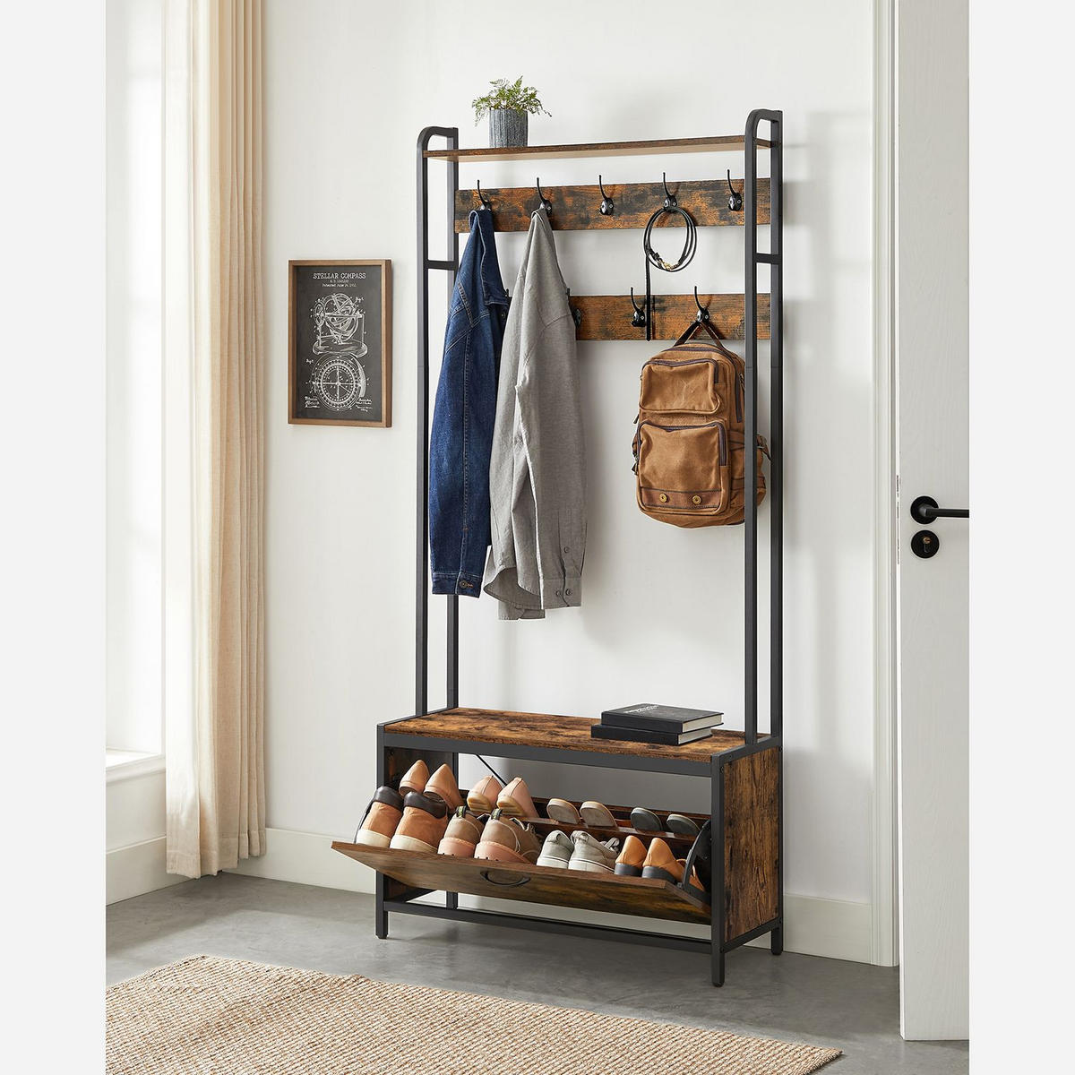 GARDEROBENSTÄNDER WARSAW - Braun, Holzwerkstoff (85/180/30cm) - Hansiro
