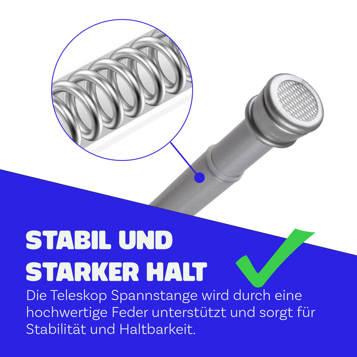VERSTELLBARE Vorhangstange - Spannstange zum Klemmen Silber Ø22/25 mm 120-210 cm - Silberfarben, Metall (120cm) - Bestlivings