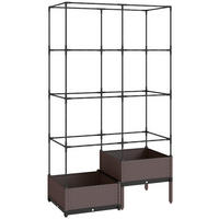 HOCHBEET Pflanzkasten mit Rankgitter, Abflusslöchern, Pflanzkübel aus Kunststoff - Schwarz, Metall (50/174/100cm) - Outsunny