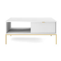 COUCHTISCH Vellore Weiß mit goldenen Metallbeinen 104/68/46 cm - Goldfarben/Weiß, Holzwerkstoff/Metall (68/104/46cm) - Selsey