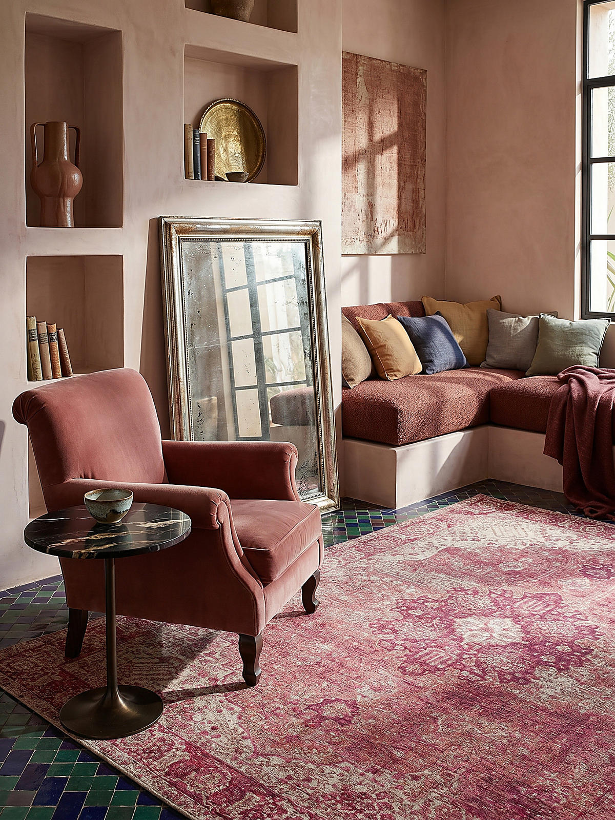 TEPPICH COQUET, im Vintage-Stil, Rosa, 120 x 170 cm - Rosa, Textil (120/170cm) - KADIMA DESIGN