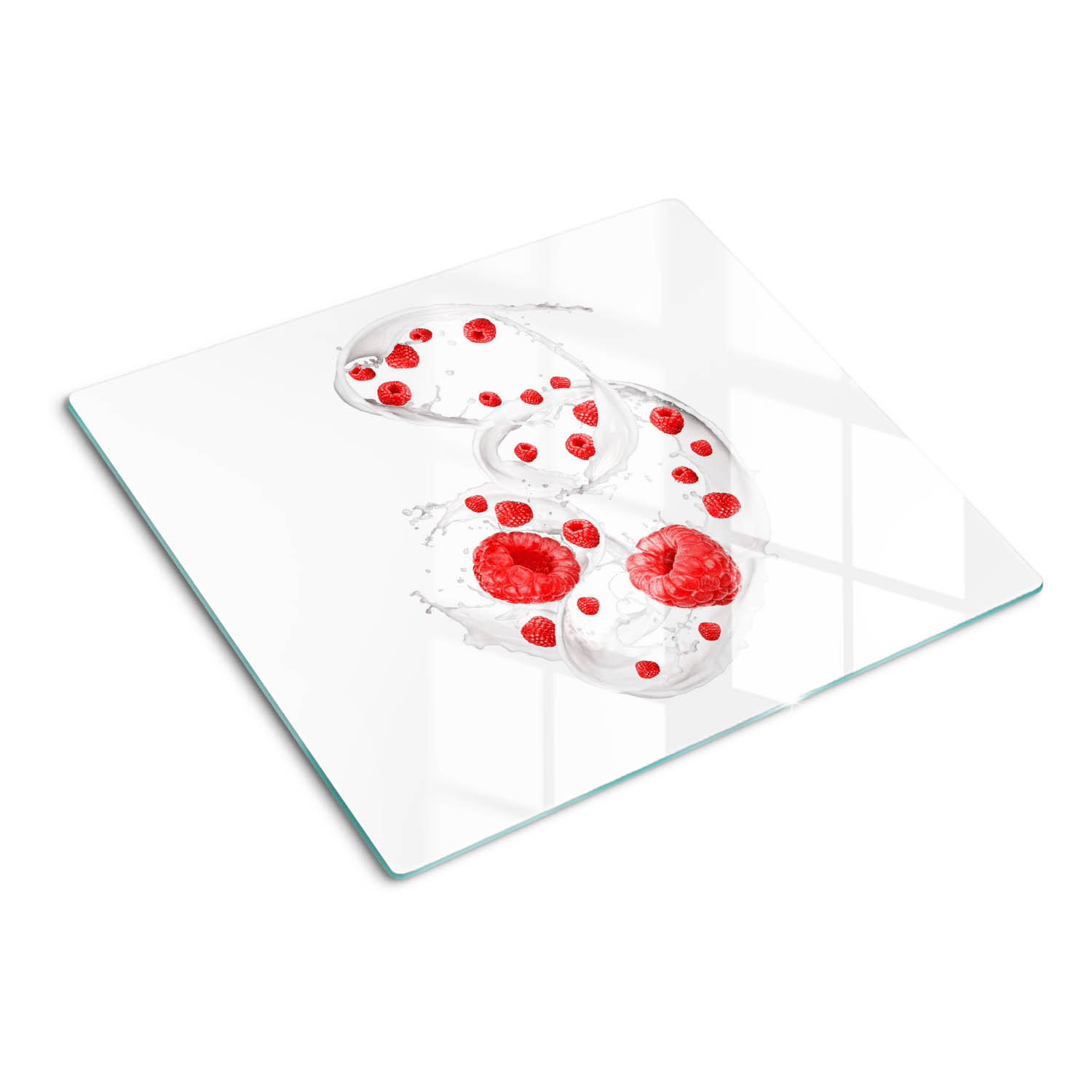 GLASPLATTE 60x52 cm Himbeeren mit Milch - Rot, Glas (60/0.4/52cm) - TULUP