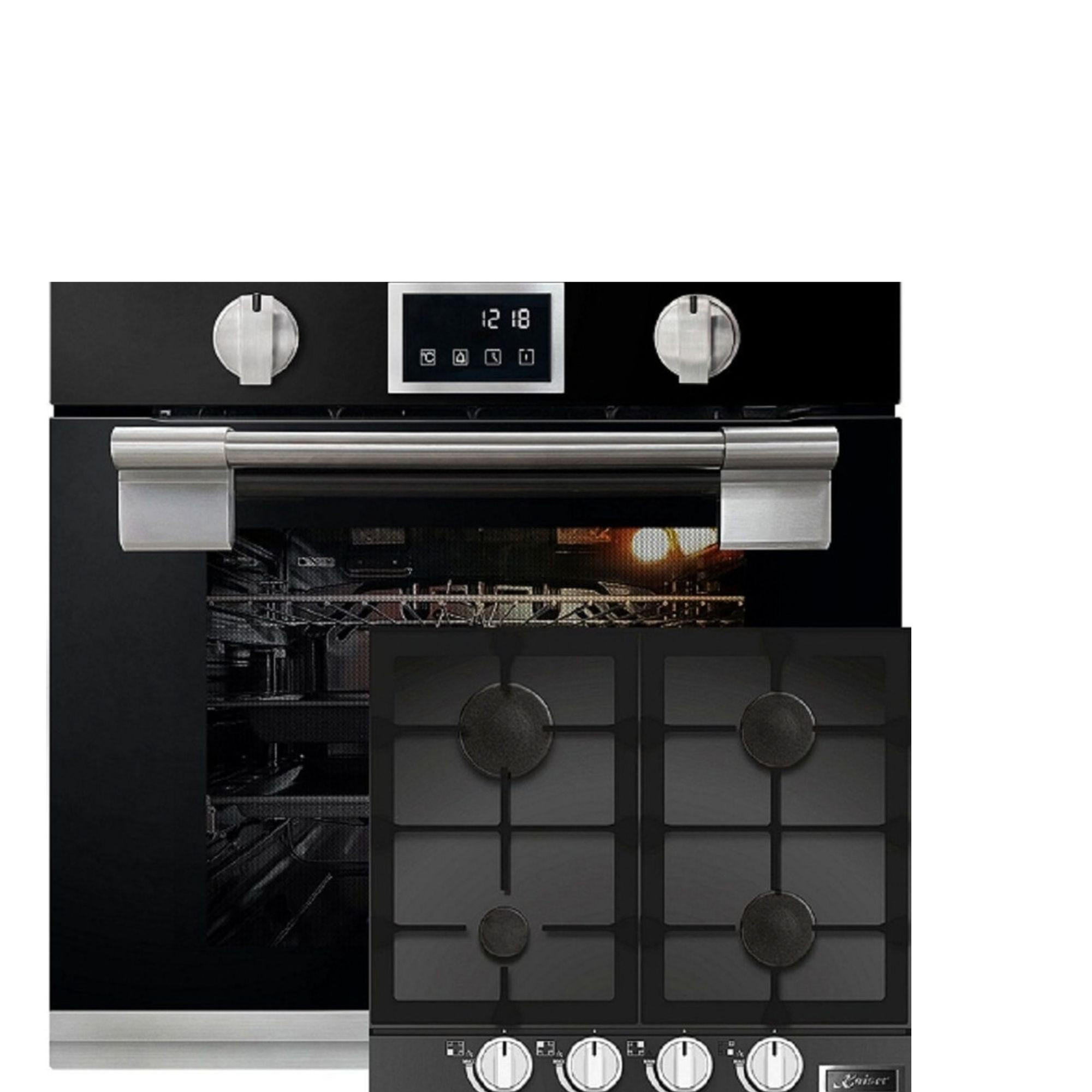 ELEKTRO-BACKOFEN 60 cm EH 6338 s + KCG 6387 Gas-kochfeld 60cm - Schwarz, Metall (59.4/59.4/55.6cm) - Kaiser Küchengeräte