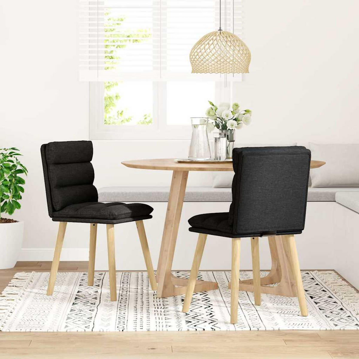ESSZIMMERSTÜHLE 2 Stk. Schwarz Stoff 45*54*86cm - Schwarz, Metall (45/86/54cm) - ZMH