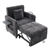 SCHLAFSESSEL 167/79/83 cm dunkelgrau aus Chenille mit Stauraum - Dunkelgrau, Textil (79/83/167cm) - OKWISH