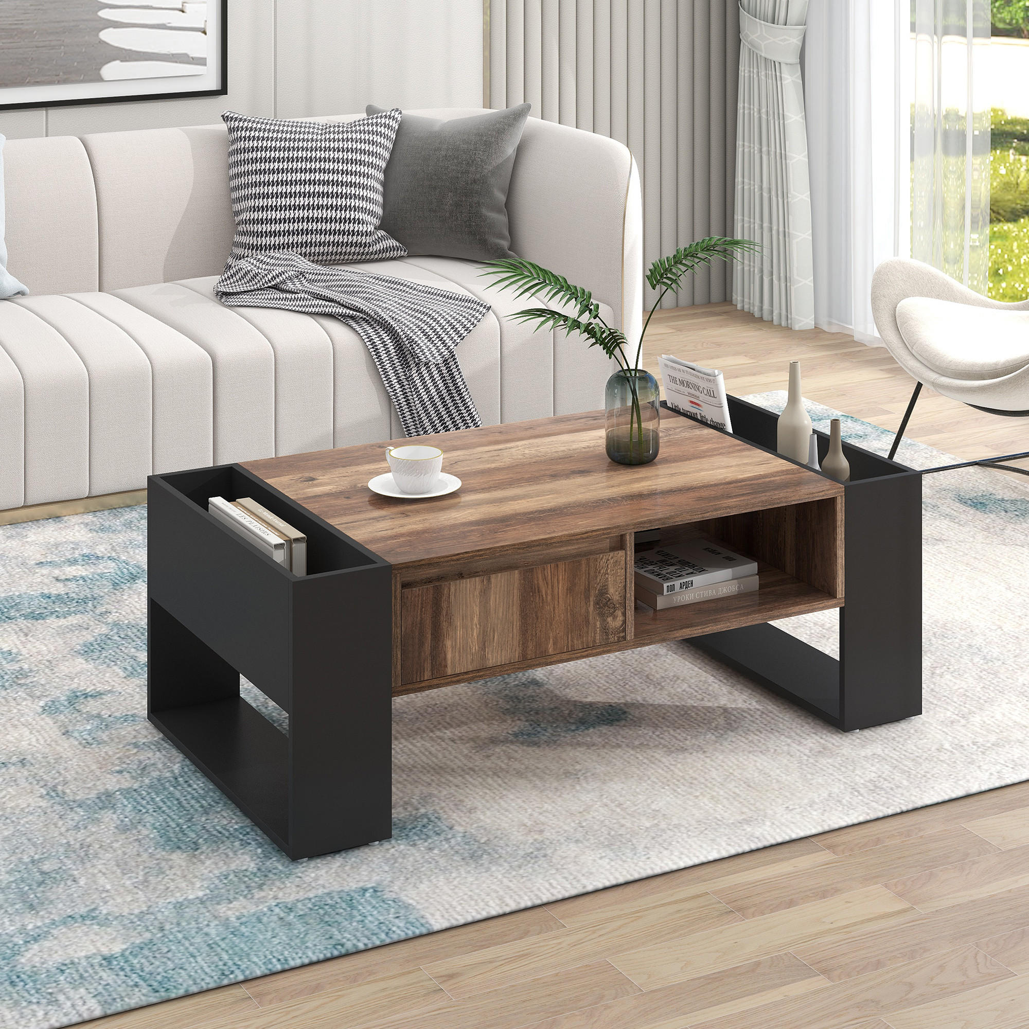 COUCHTISCH Anthrazit 160/60/40 cm - Grau, Holz (106/60/40cm) - Urban Meuble