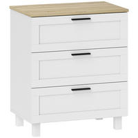 KOMOODE DE-12903 3 Schubladen, moderne Beine Weiß - Weiß, Holzwerkstoff (60/71/38cm) - ComfortXL