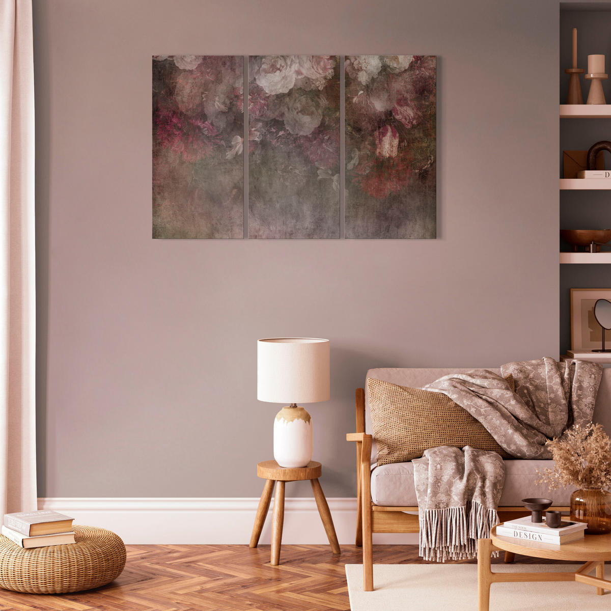 LEINWANDBILD Pfingstrosen 3-tlg. 120x80 cm - Multicolor, Holz (120/80cm) - LUMASOUL