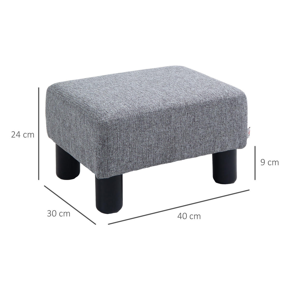 FUSSHOCKER, Polsterhocker, Stoff, Grau - Grau, Textil (30/24/40cm) - HOMCOM