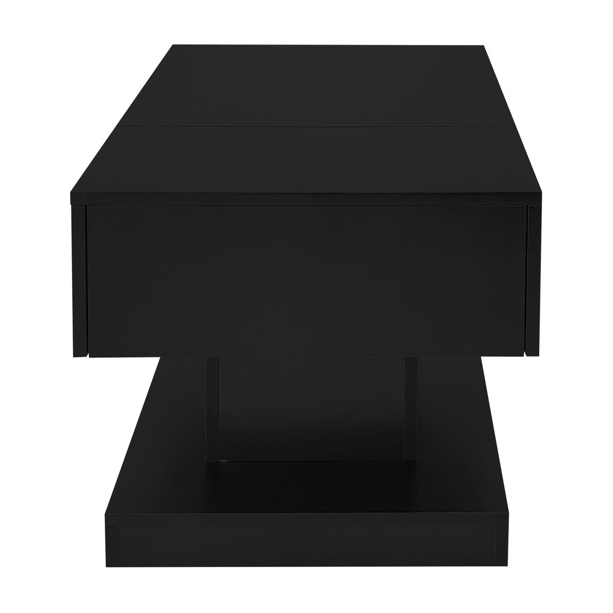 COUCHTISCH in Schwarz Hochglanz-Lift-Teetisch mit LED-Beleuchtung für Wohnzimmer, B100/T50/H45cm - Schwarz, Holzwerkstoff/Metall (50/100/45cm) - STILVORA
