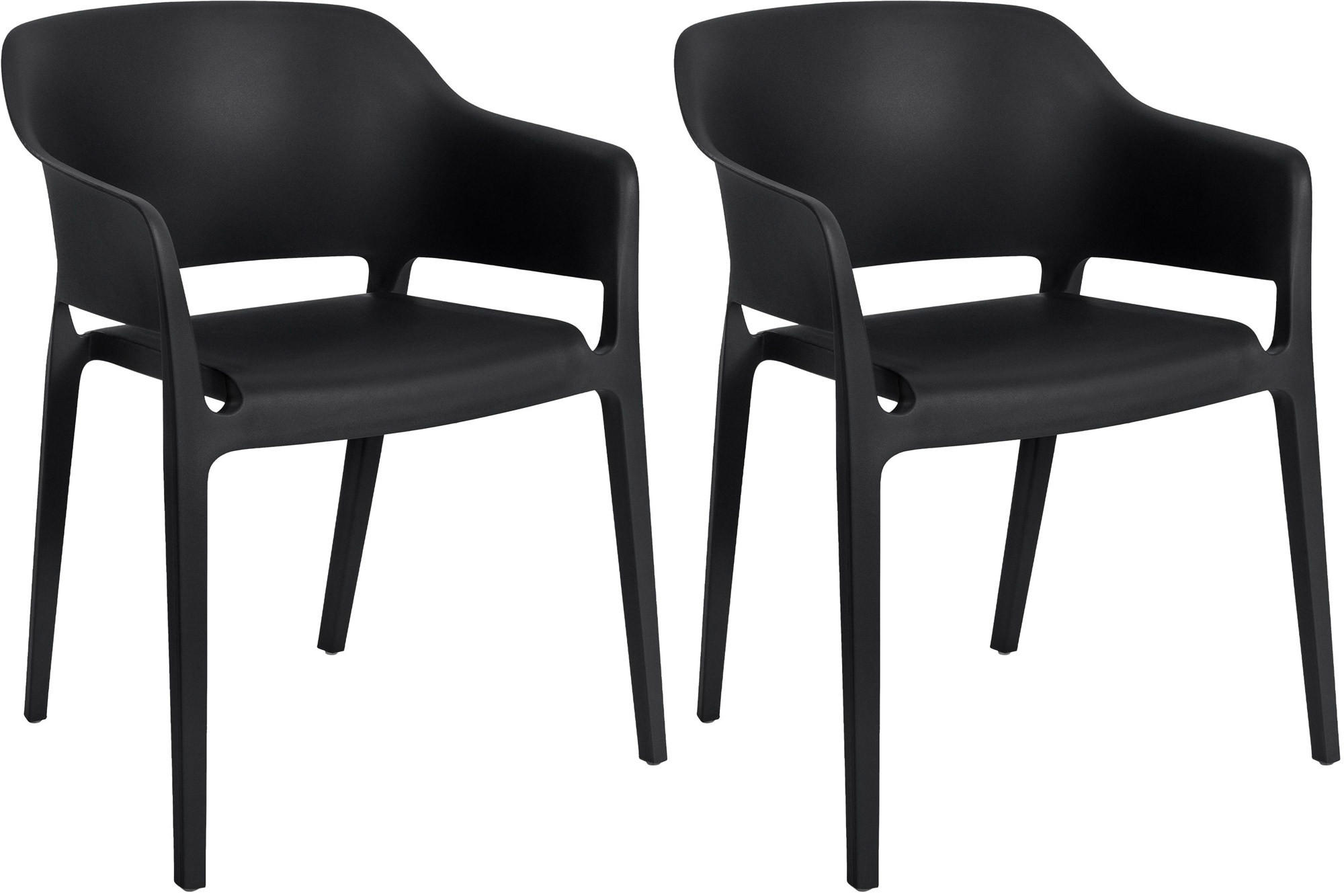 GARTENSTUHL 2er Set Kunststoff schwarz - Schwarz, Kunststoff (56/78/53cm) - CLP