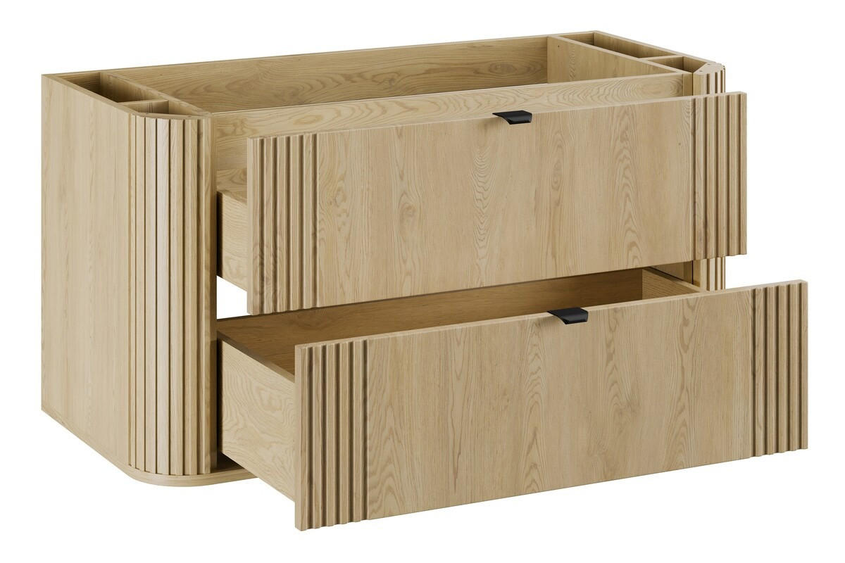 WASCHTISCHKOMBI 100 cm 3 Teile - Ovalia Cremona O BM408 in Cremona-Eiche - Eichefarben/Weiß, Holz/Keramik (100/54/46cm)