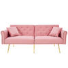 SCHLAFSOFA 2-Sitzer mit verstellbarer Rückenlehne und vergoldeten Metallfüßen Samt Pink 147/85/41 cm - Rosa, Kunststoff (173/70/75cm) - OKWISH