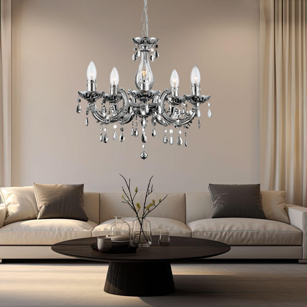 LED KRONLEUCHTER Kristall Chrom - Silberfarben, Metall (44/44/128cm) - Globo Lighting