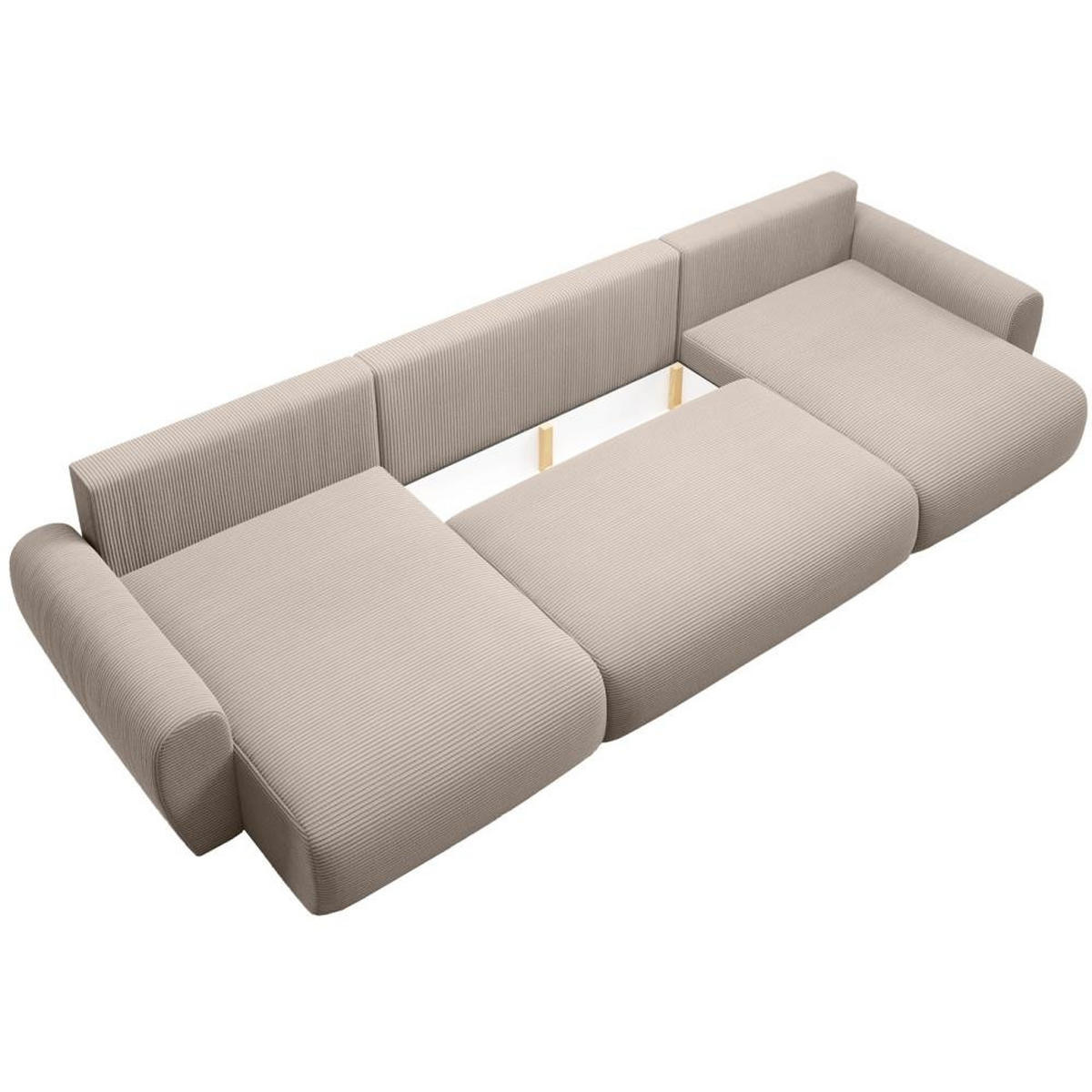 WOHNLANDSCHAFT mit Schlaffunktion Poss U cappuccino - Cappuccino, Textil (395/70/153cm) - Beautysofa