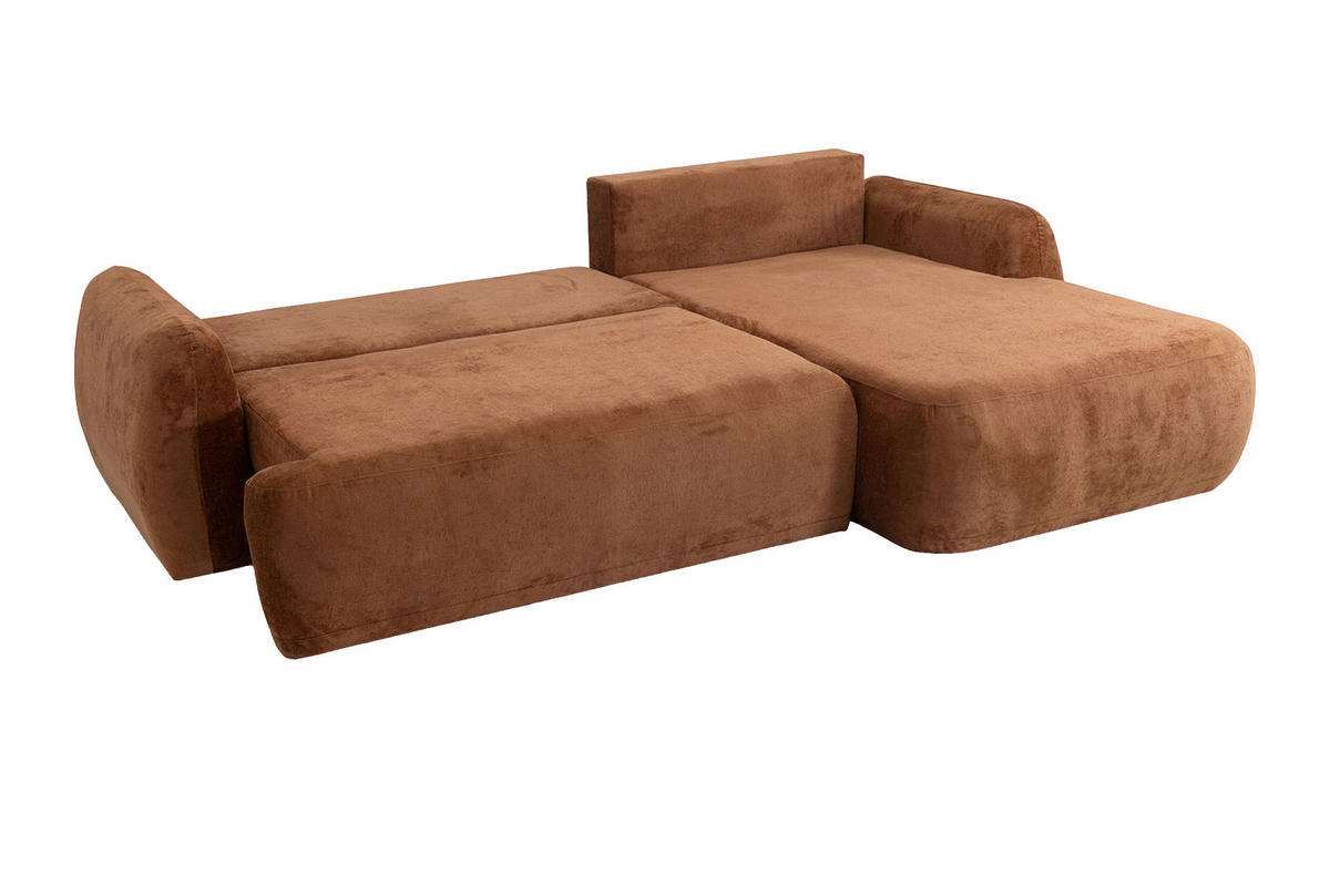 ECKSOFA Mit Schlaffunktion Und Bettkasten, Chenille-Stoff Perfecto, Kupfer, Rechts, HELA II - Kupferfarben, Holz (280/184cm) - Kaiser Möbel