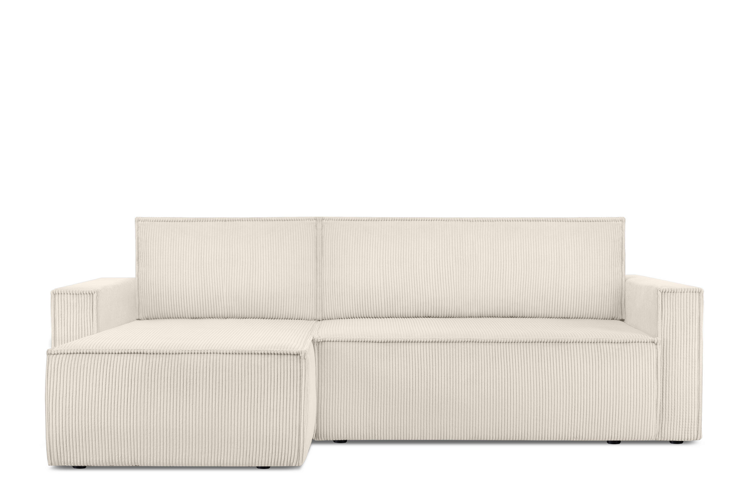 ECKSOFA-LINKS/RECHTS NAPI Schlaffunktion mit Cordbezug, beige - Ecru/Schwarz, Textil (246/148cm) - KONSIMO®