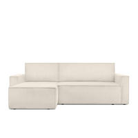 ECKSOFA-LINKS/RECHTS NAPI Schlaffunktion mit Cordbezug, beige - Ecru/Schwarz, Textil (246/148cm) - KONSIMO®