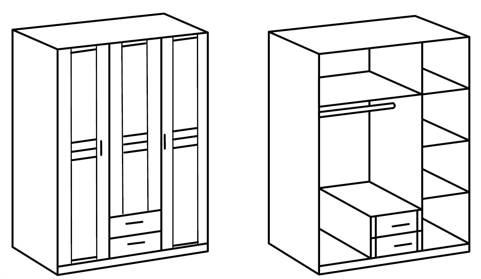 KLEIDERSCHRANK Bela "Borkum" in Landhausstil Weiß - Drehtürenschrank 3 türig - Weiß, Holzwerkstoff (135/199/58cm)