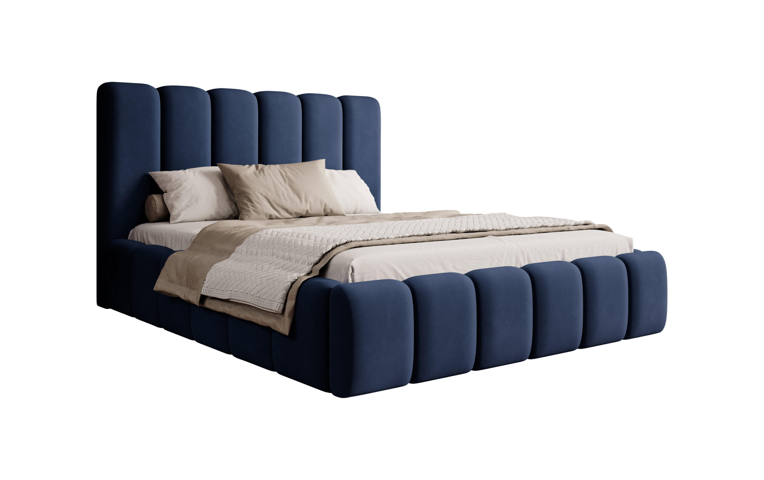 POLSTERBETT Doppelbett Rimini Dunkelblau 180x200 cm - Dunkelblau, Naturmaterialien (180/200cm) - Meblito