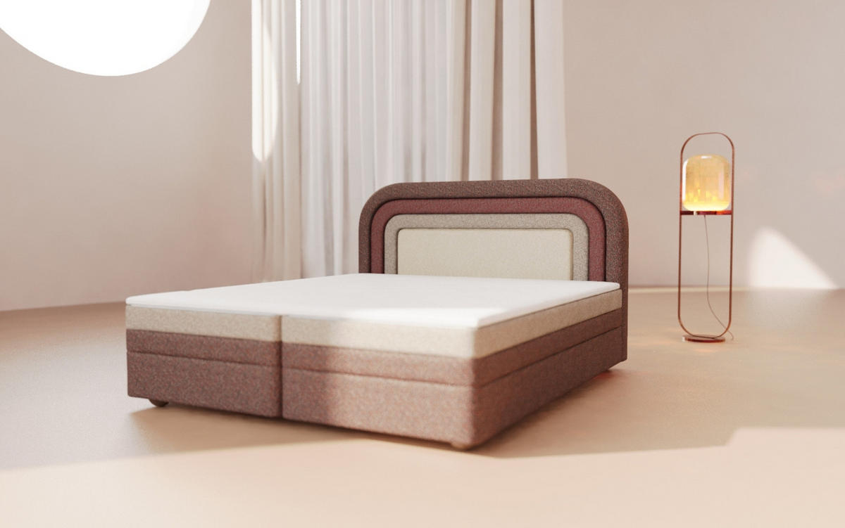 KONTINENTALBETT - Boxspringbett Nest 160x200 - Kupferfarben - Aragon 59 + Aragon 62 + Aragon 3 + Aragon 1 - Kieferfarben/Kupferfarben, Holzwerkstoff/Textil (160/200cm) - Möblo