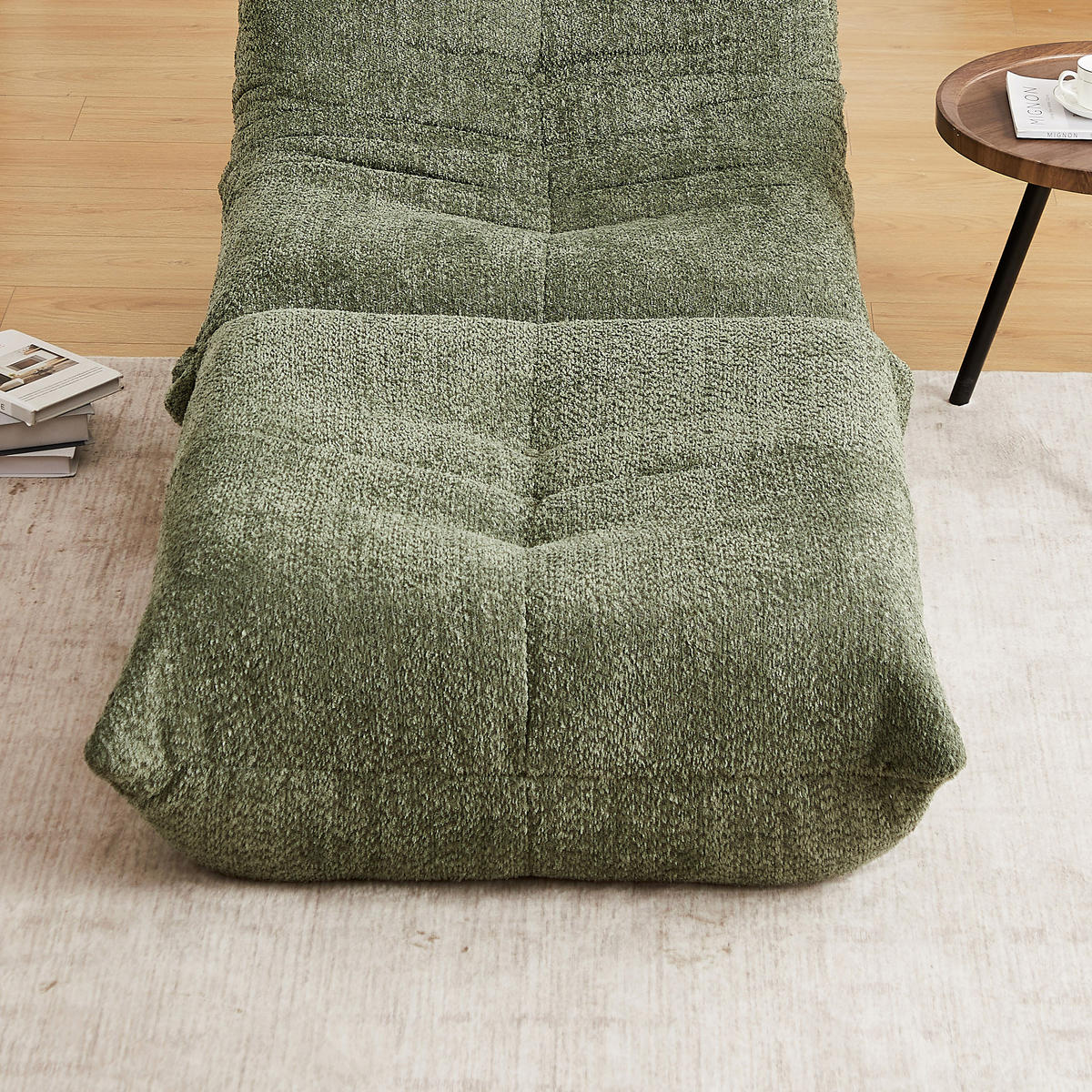 SITZSACK Chenille Grün mit Kissen - Grün, Textil (94/34/83cm) - WISHDOR