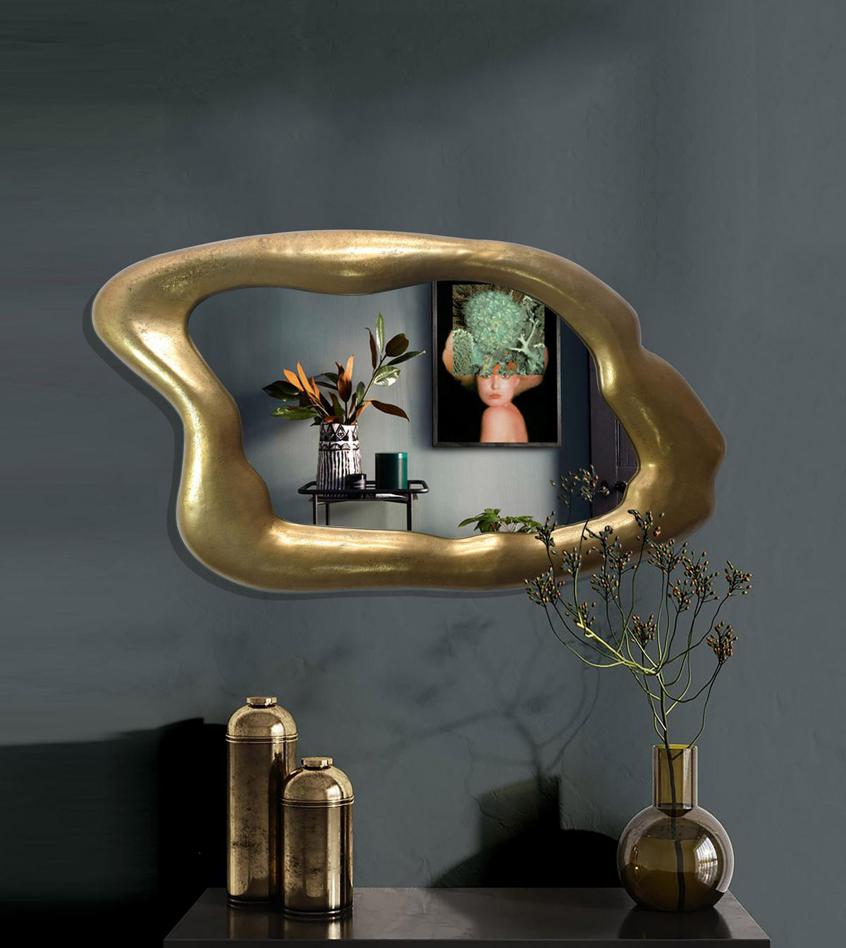 WANDSPIEGEL Asymmetrisch Metall Gold 100x57 cm Modern - Goldfarben, Glas (57/100/5cm) - KADIMA DESIGN