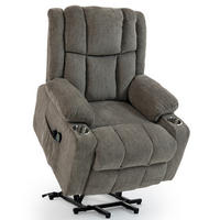 RELAXSESSEL elektrisch mit Aufstehhilfe und Fußteil in Hellbraun - Hellbraun, Textil (84/106/91cm) - BEAOK