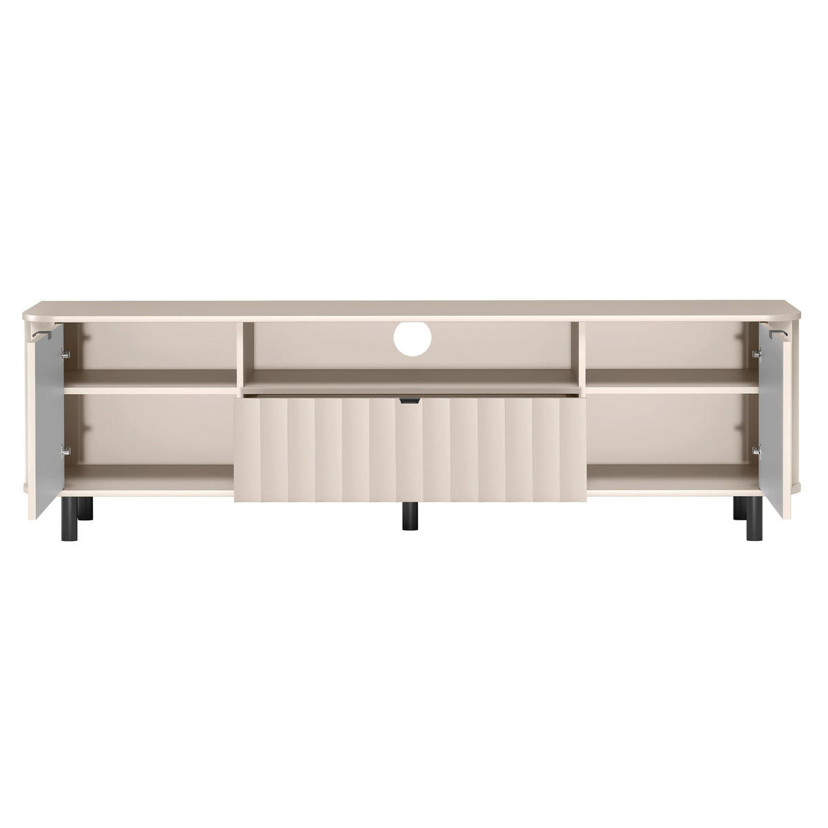 TV stolek Novado kašmírově šedý 196/57/40 cm - černá/šedohnědá, kov/kompozitní dřevo (196/57/40.5cm) - Selsey