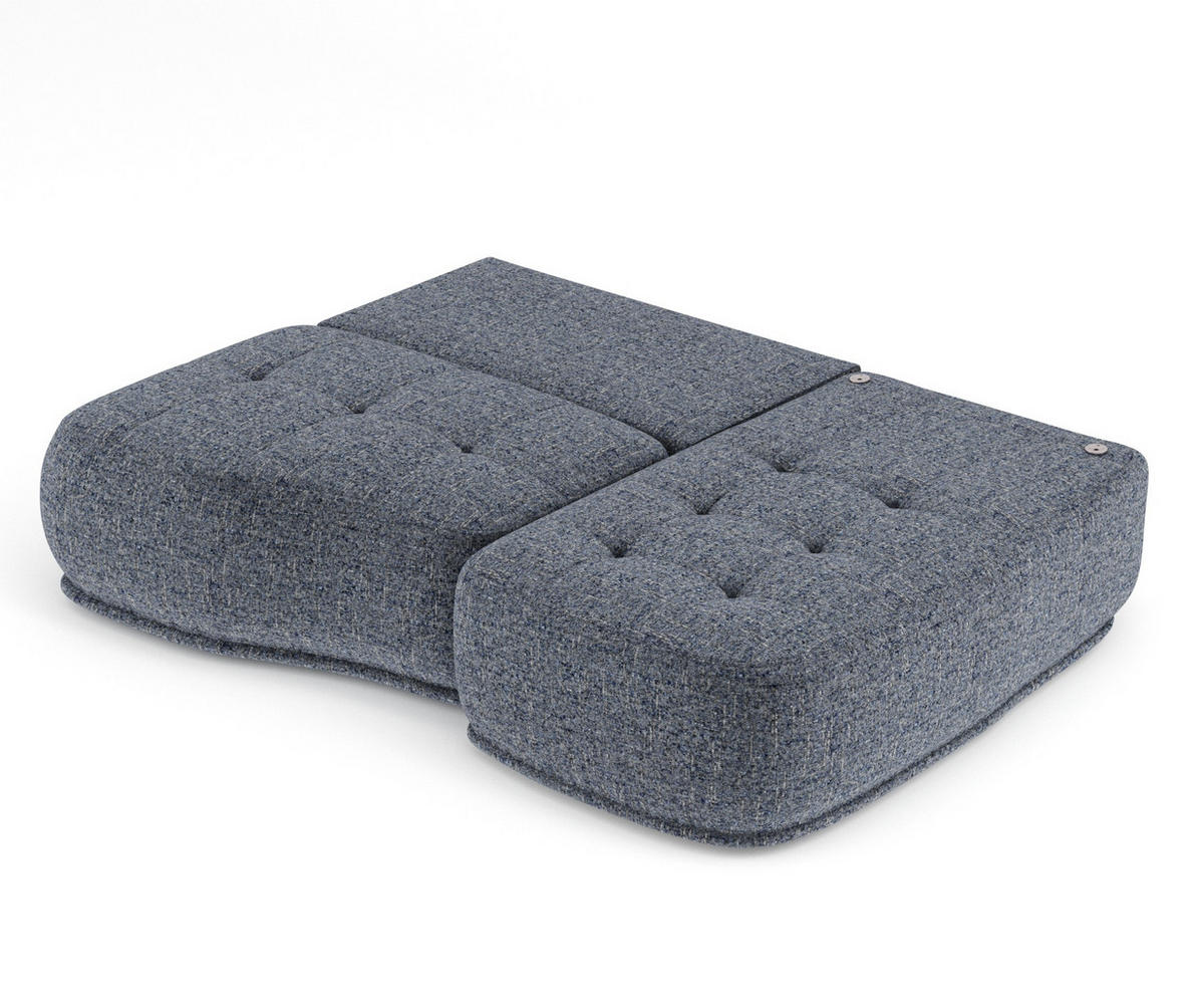 ECKSOFA MIT SCHLAFFUNKTION Marineblau Webstoff - Schwarz/Dunkelblau, Holz/Holzwerkstoff (223/158cm) - Maison de Reve