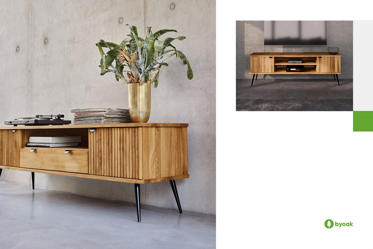 LOWBOARD LINA Wildeiche - Wildeiche, Holz (180/57/46cm) - byoak