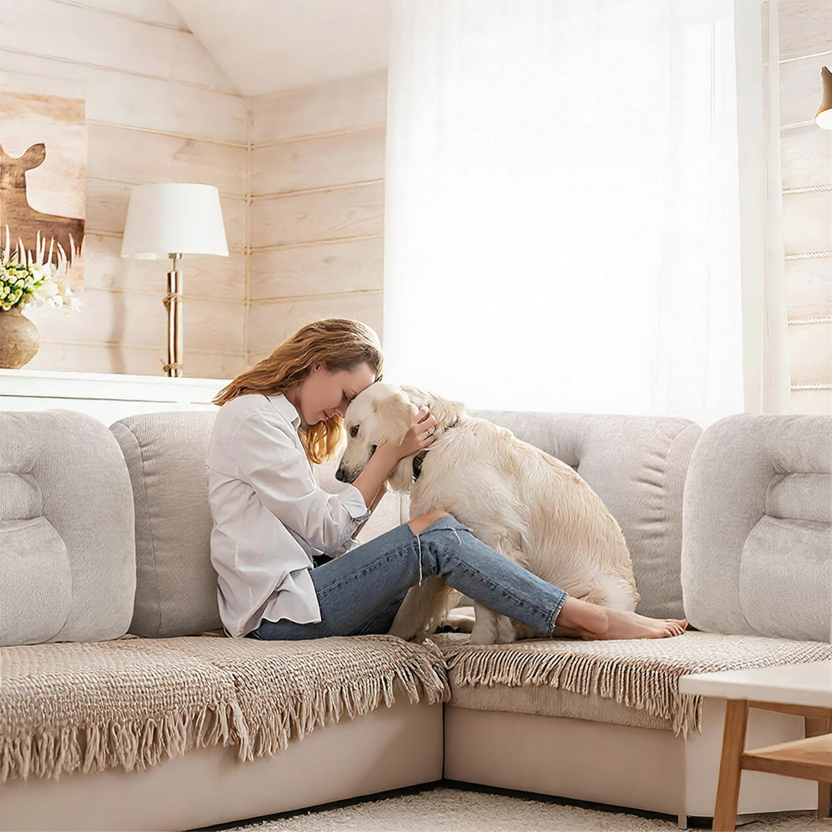 RÜCKENSTÜTZKISSEN für Sofa Bett Chenille 90cm Beige - Beige, Textil (90/22cm) - Vercart