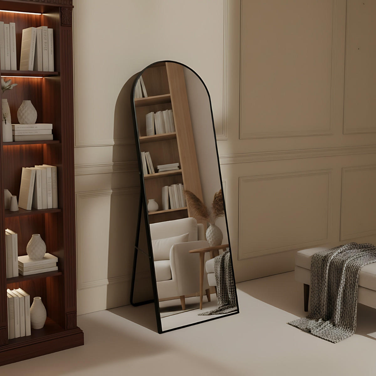 STANDSPIEGEL Fram, 150 x 50 cm - Schwarz, Glas (50/150/2.5cm)